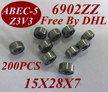 

200Pcs 6902Z 6902ZZ 6902 ZZ 6902-Z 6902-ZZ 15X28X7 MM 15*28*7 MM Miniature roller shaft motor deep groove Ball Bearing tools