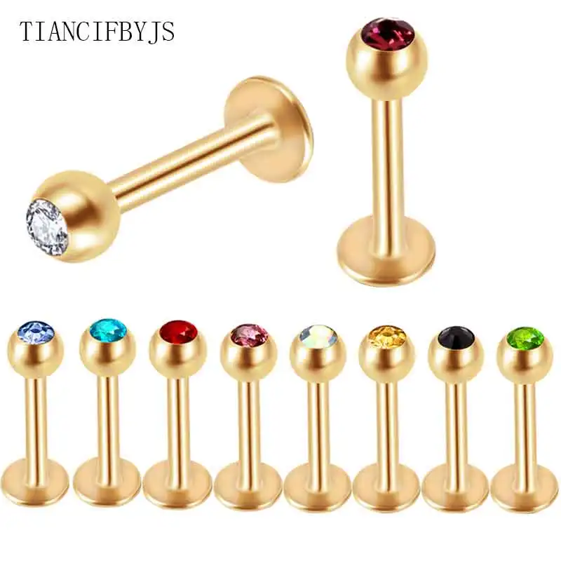 

TIANCIFBYJS lip bar mix 10 color 50pcs/lot stainless steel gold Labret ring piercing jewelry Tragus piercing barbell eyebrow