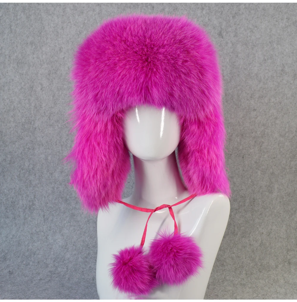 Г. Лидер продаж для женщин натуральный Лисий Мех русская ушанка шапки зимние толстые теплые уши модная куртка Бомбер шляпа леди из натуральной