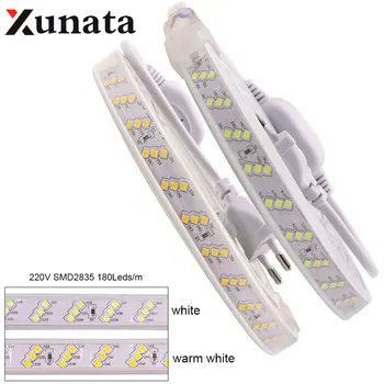 

220V 2835 180Leds/m LED Strip Light 1M Three Rows Led Strip Waterproof Flexible Tape Lights Home Decoration Backlight Tiras Led