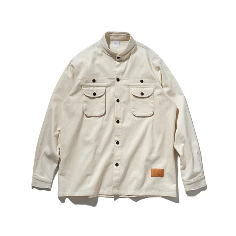 2019 Autumn Multi Pockets Classic Shirt Men Hip Hop Streetwear Loose Solid Cotton Oversized Long Sleeve | Мужская одежда