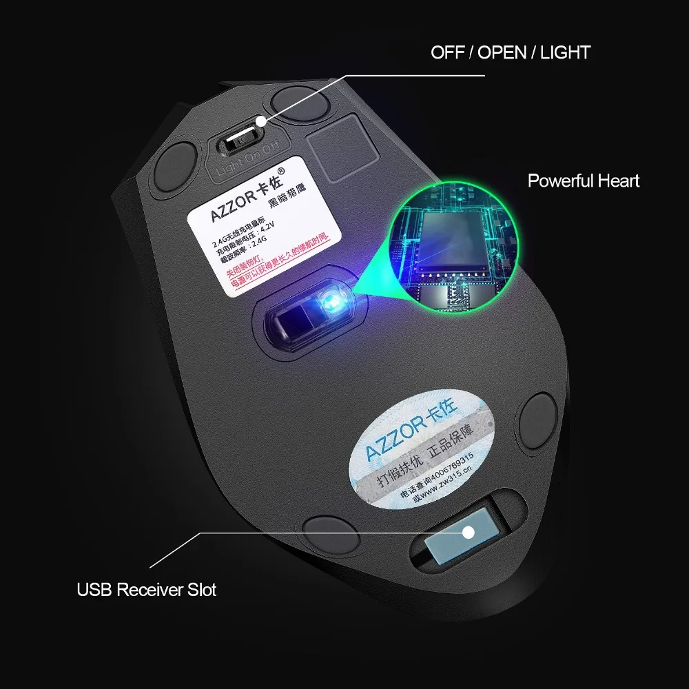 Беспроводная мышь оптическая игровая бесшумная usb перезаряжаемая 2400 точек/дюйм