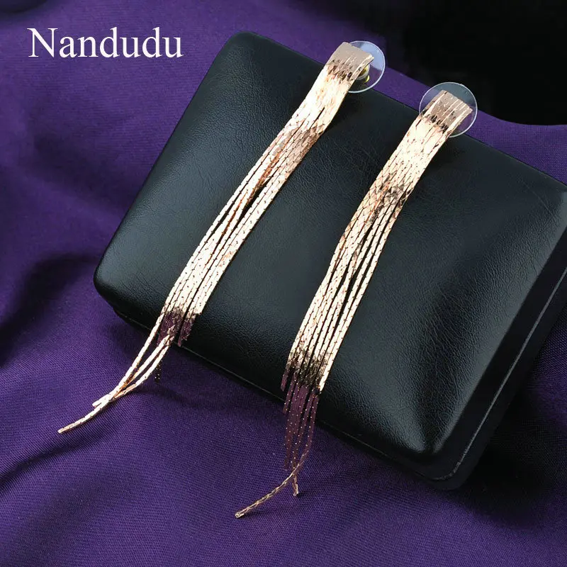 Nandudu модные длинные висячие серьги с кисточками, розовые серьги для женщин и девушек, подарок E95