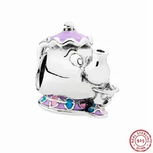Зачарованный чайник Desney& mr. Potts& Chip Бисер для женщин, изготовление ювелирных изделий, сделай сам, Подходит для PANDORA, Подвески Серебро, 925 FL534