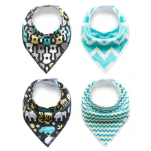 4 шт./лот младенческой хлопок для маленьких мальчиков девочек нагрудники милый мультипликационный персонаж Животные малыша Треугольники нагрудники новорожденных Отрыжка Одежда