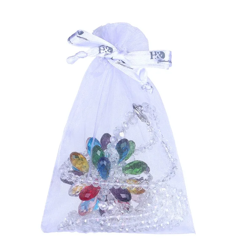 13.4'' Colorful Sunflower with White Tassel Car Rear View Mirror Pendant Prism Crystal Suncatcher Car Accessories Home Decor (3)