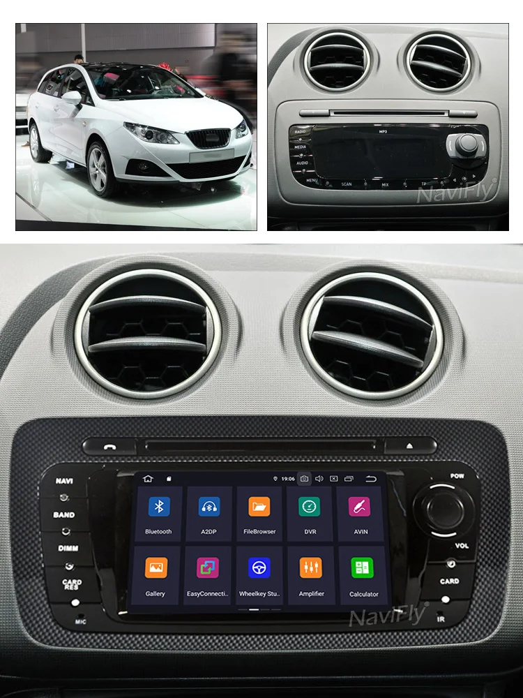 Discount NaviFly PX30 IPS Screen DSP pure Android9.0 Car Multimedia dvd player for  Seat Ibiza 2009-2013 GPS Navigation OBD2 RDS raido 7