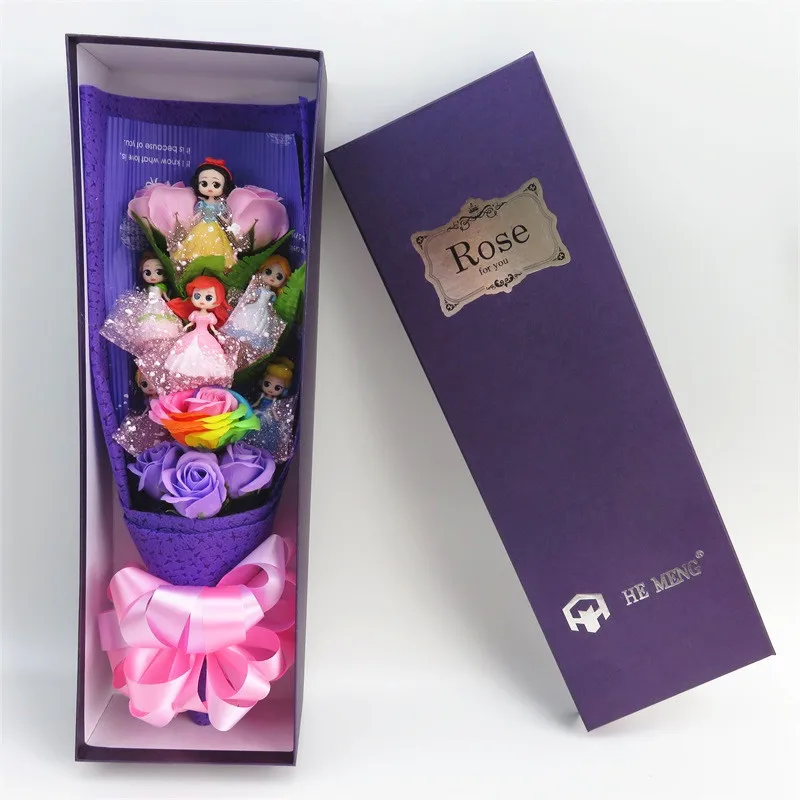 Прекрасные игрушки для принцесс мультфильм букет Подарочная коробка с искусственными цветами творческие подарки на выпускной/День рождения/День Святого Валентина