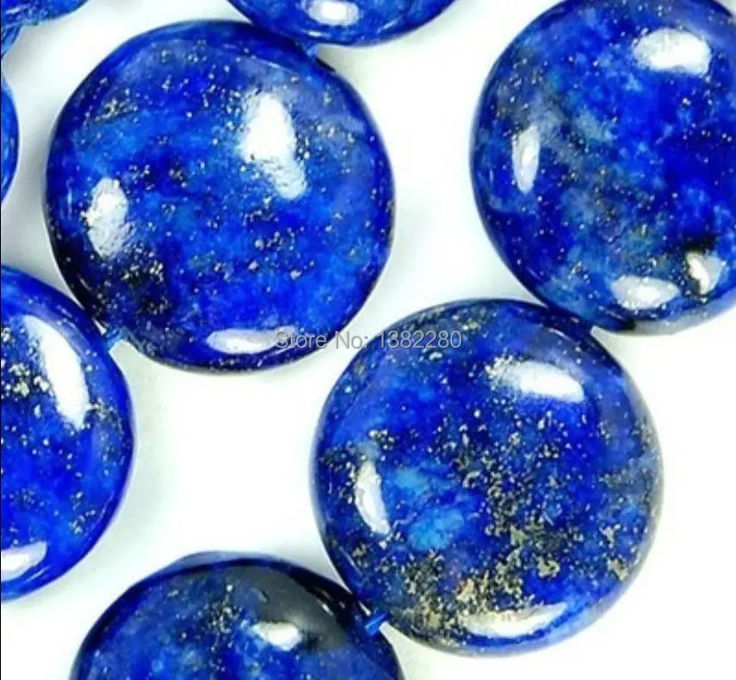 

! Lovely Beautiful 12mm Natural Indigo Lapis Lazuli Coin Beads 15" JT5073
