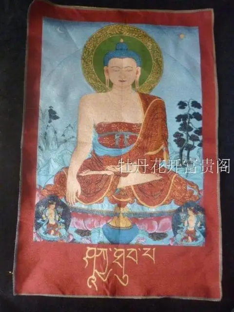 

Chinese Antique collection the Thangka embroidery Shakya Muni diagram