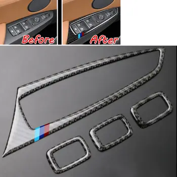 

BBQ@FUKA 4x For 14-16 BMW X4 F26 Car Styling Carbon Fiber Door Window Adjust Frame Trim Cover Armrest