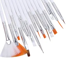 15 шт. дизайн ногтей кисточки лайнер Dotting вентилятор акриловый Builder плоские кристальная Живопись Рисунок вырезка ручка УФ гель набор инструментов для маникюра