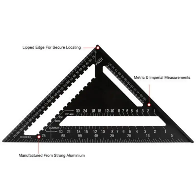 Angle Ruler 12 Inch Triangle Ruler Straight Angle Ruler Measuring Tool Quick Read Square Layout Too