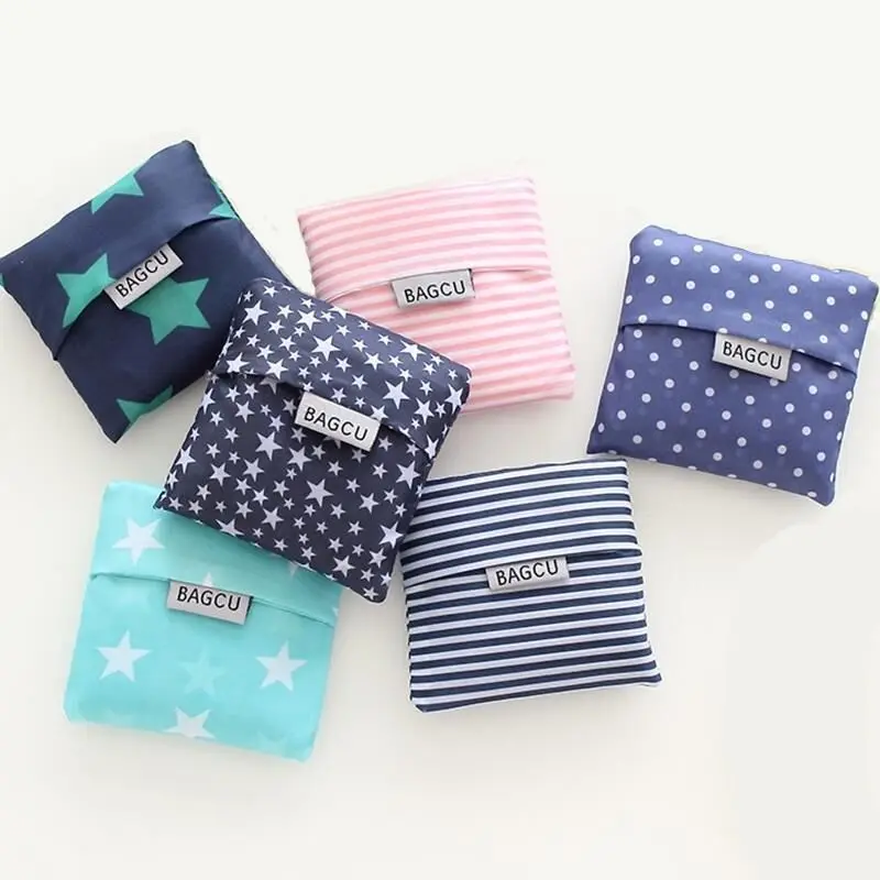 

wholesale 100pcs/lot square 210D Polyester Eco-friendly Reusable Foldable Shopping bags Grocery Bags Tote custom logo