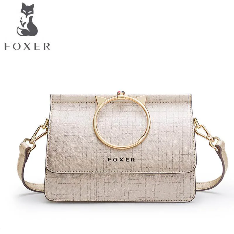 

FOXERHandbags 2017 autumn and winter new leather Messenger shoulder bag wild small bag Korean ring handbag