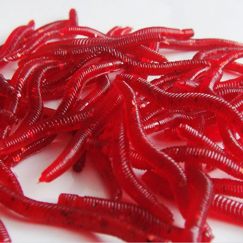 

Anmuka 100pcs 4cm 0.19g Soft Lure Red Worms EarthWorm Fishing Baits Worms Trout Fishing Lures fishing tackle fishing #H3