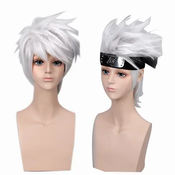 

Uzumaki Naruto Cosplay Naruto Wig Silver Short Hair with Headband Cosplay Costumes Halloween Party Cosplay Wigs Prop