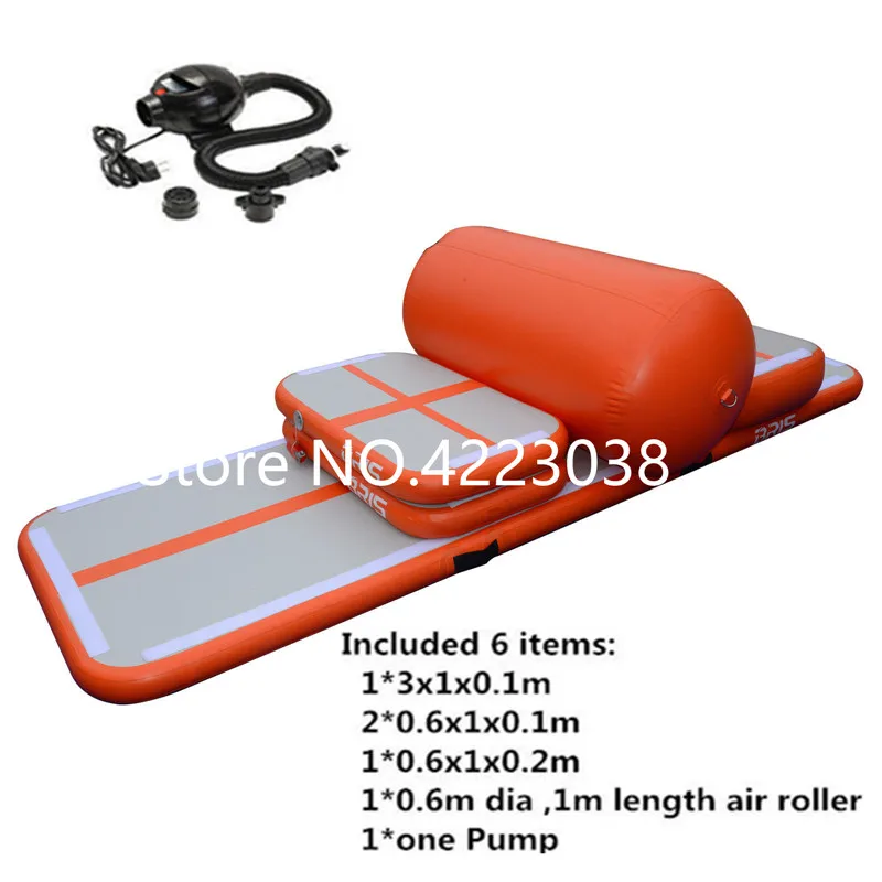 Free Shipping A Set 4 air track 1 roller 1 pump Inflatable Air Track Water Trampoline