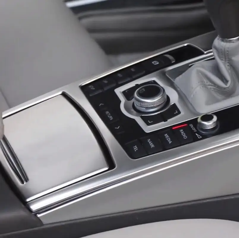 Stainless-Steel-Center-Console-Gear-Shift-Panel-Frame-Decoration-Cover-Trim-For-Audi-A6-C6-2009