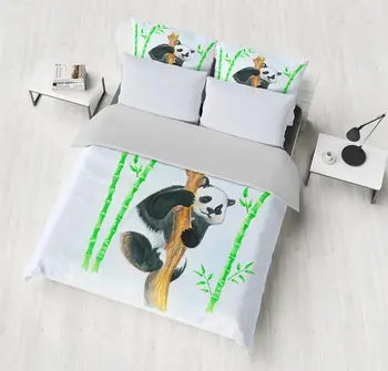 

3D Panda Printed Bedding Set Kids Bedspread Polar bear Duvet Cover Sets Comfortable