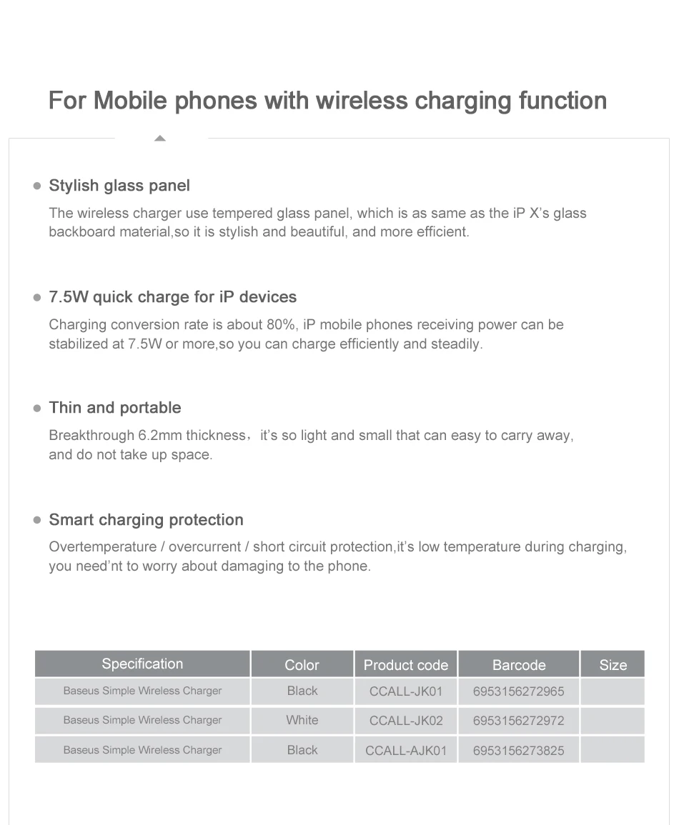 Baseus 10 W Qi Беспроводной Зарядное устройство для iPhone XR X XS Max 8 плюс заметным элементом Беспроводной зарядного устройства для samsung S10 Xiaomi Mi 9