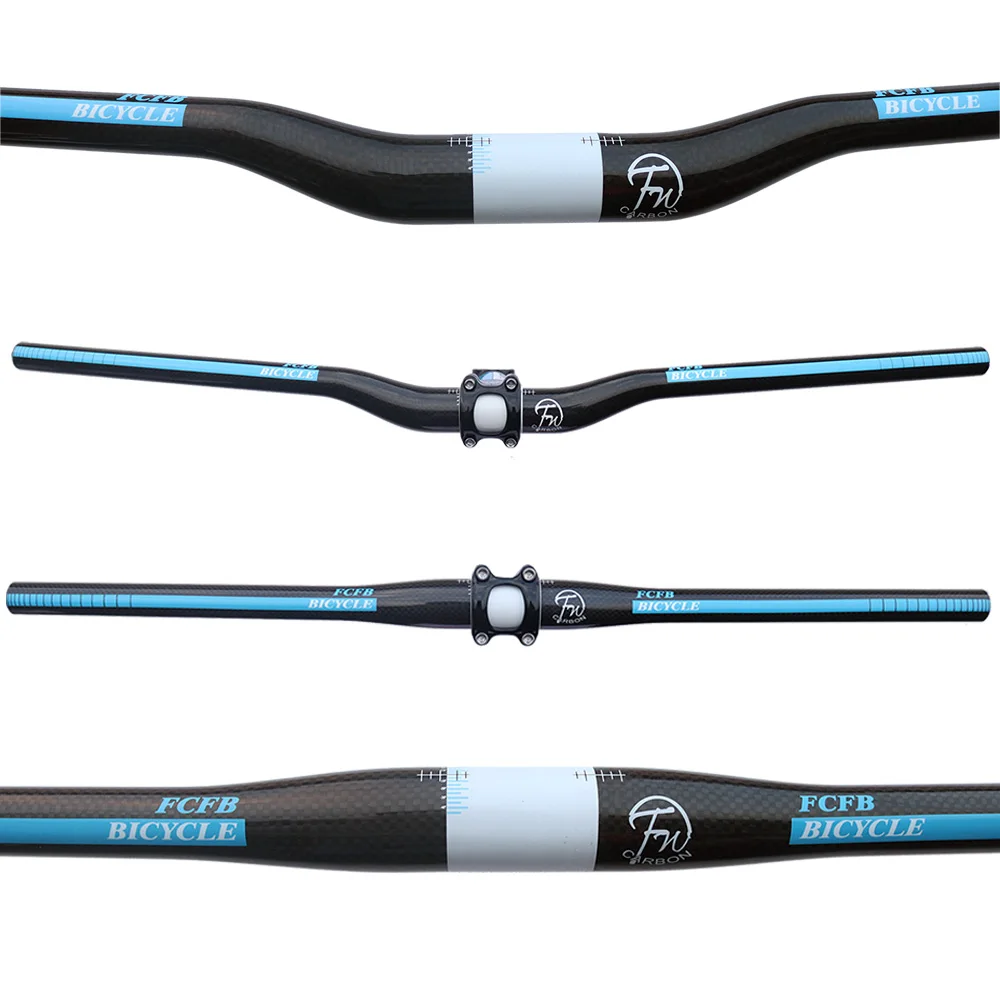 Specials! new  FCFB FW blue flat rise mountain handlebar carbon handlebar 31.8*600620640660680700720mm free shipping