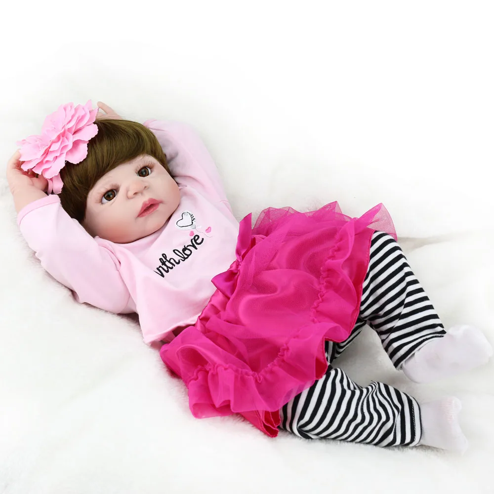 

Reborn Baby Doll Realistic Lifelike Newborn Girls Bebe Boneca Pink Princess Dress Beautiful Flower NPKDOLL 22 inch 55cm Toys