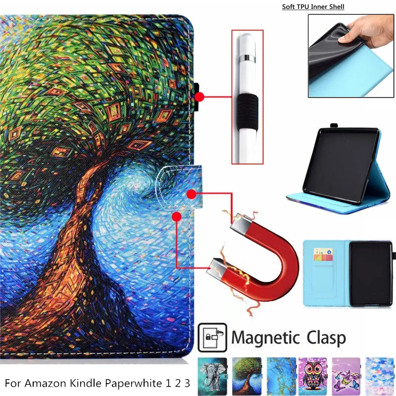 Тонкий чехол для Amazon Kindle Paperwhite 1 2 3 из искусственной кожи с забавным принтом 123
