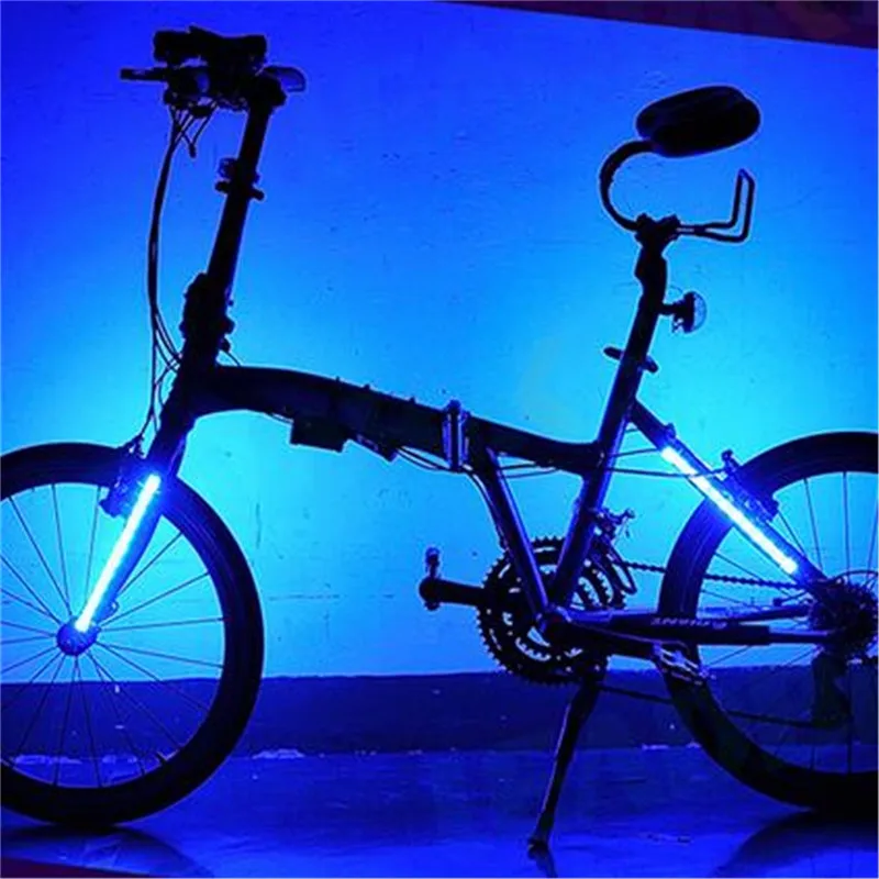 Cheap OUTERDO MTB Mountain Bicycle Fork Strip Light Bar 12 LED 8 Modes Waterproof Wheel Lamp Bicicleta Frame Front Rear Night Lights 4