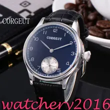 Newest Luxury Corgeut 44mm Black Dial Stainless Steel case Hand Winding Mechanical 6498 movement Men’s Mechanical Wristwatches
