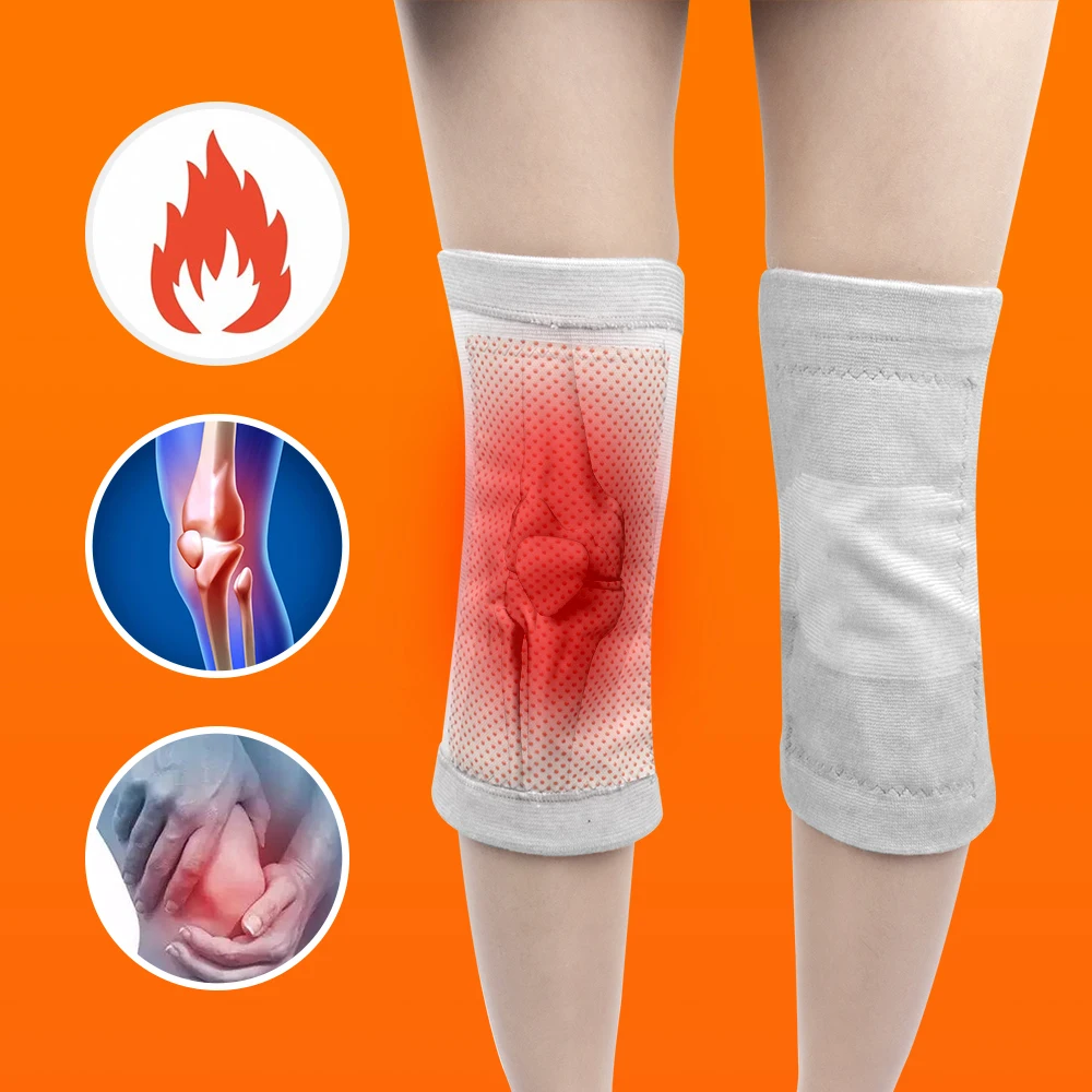 

BORUiT 1 Pair Knee Support Leg Arthritis Injury Gym Sleeve Self-heating Elasticated Bandage Pad Running Knitted Elbow Knee Pads