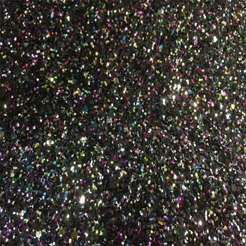 

black synthetic chunky PVC glitter leather fabric for shoe material