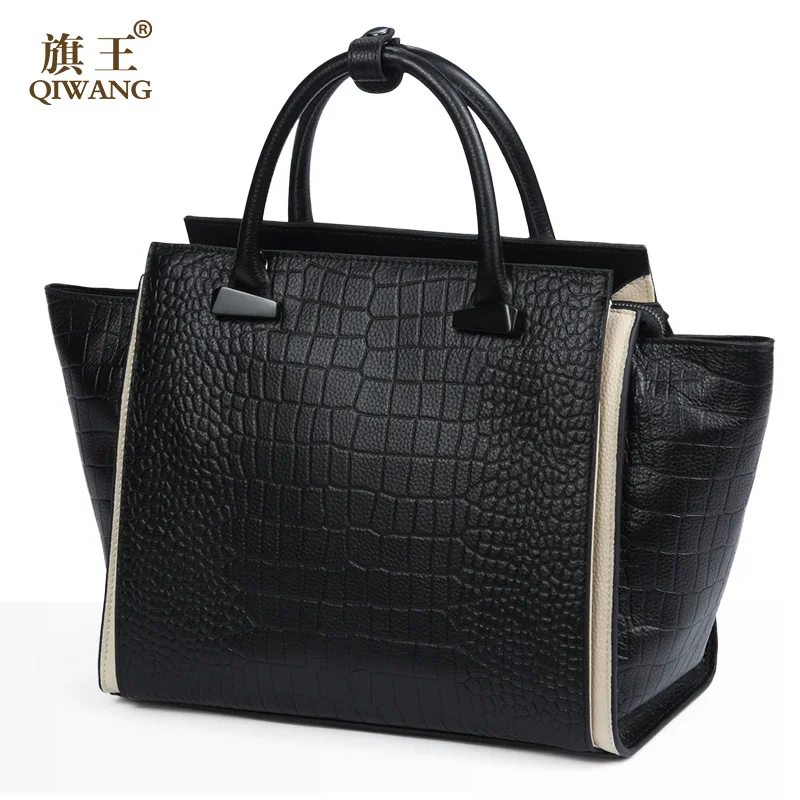 

Womens Bags Large Capacity Genuine Leather Trapeze Handbags Crocodile Lady Handbag Italian Luxury Shopper Bag bolsa feminina