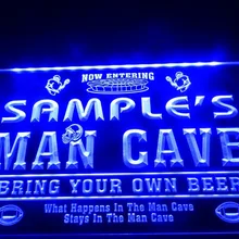 DZ031-для персонализированного названия человек пещера футбольный флажок пиво светодиодный неоновый свет знак