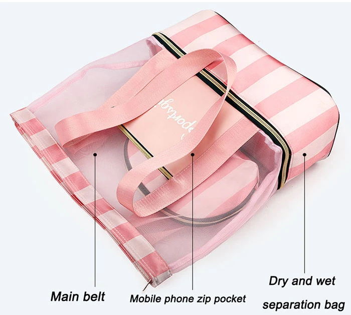 Новая полосатая нейлоновая сумка для спортзала дорожная сумка для путешествий с обувным отсеком с разделителем для сухого и влажного слоя для женщин Пляжная сумка для бассейна
