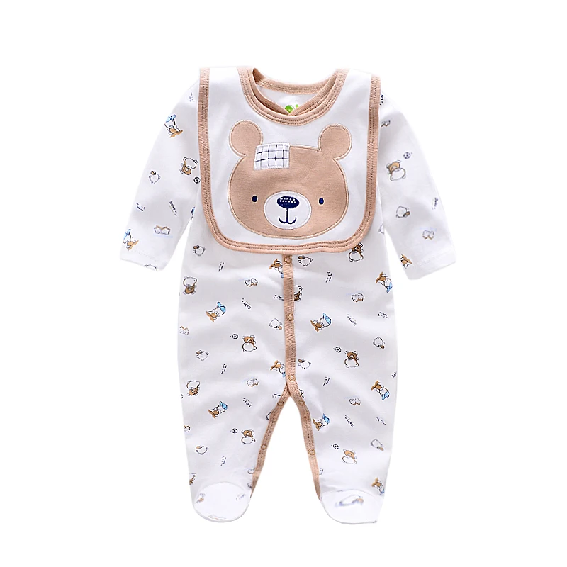 2018 cotton Baby Rompers animal style infant Boy rompers Jumpsuit+bib babies 0 12m baby wear