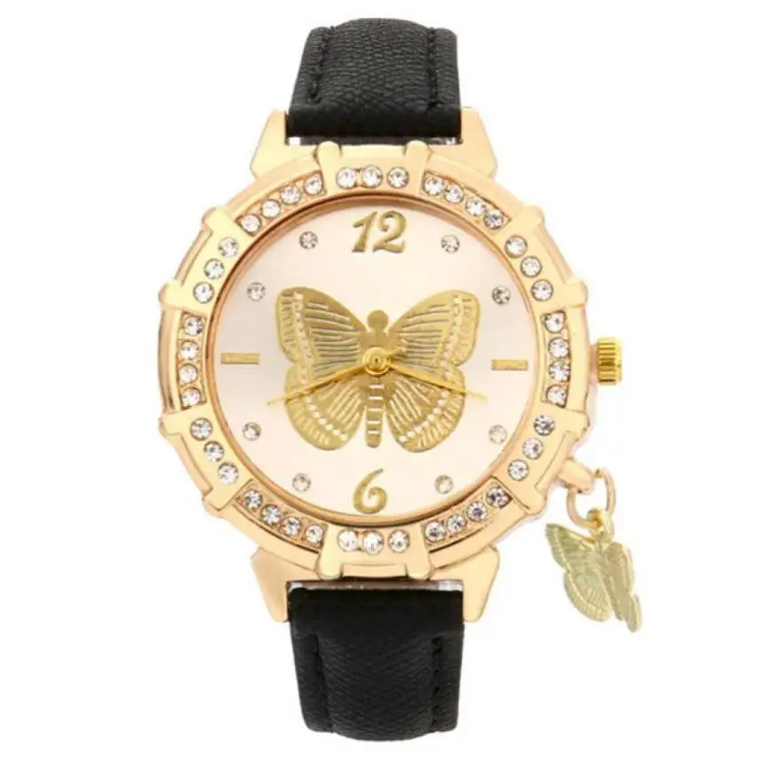 

New Women Quartz Wrist Butterfly Tower Rhinestone Pendant Wrist Watch limited time promotion Ladies Quartz Sport Watch