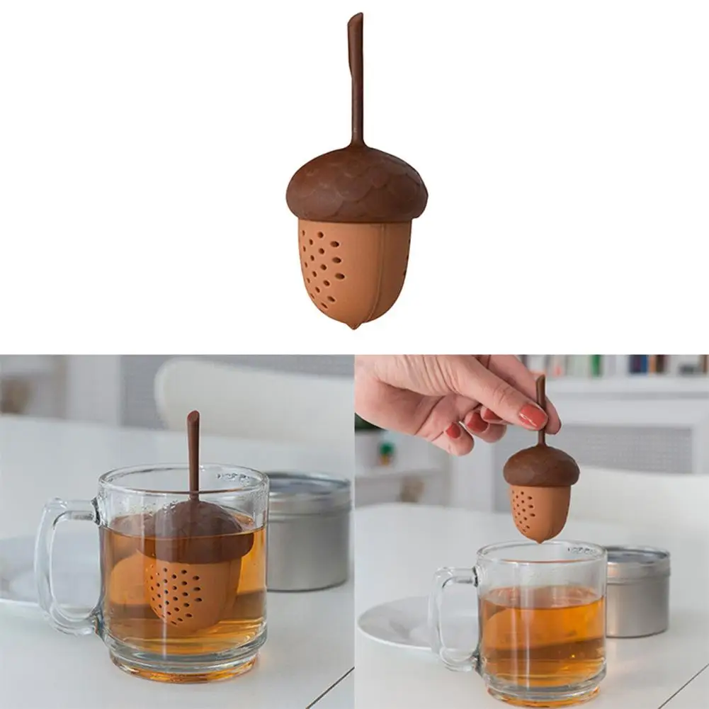 Mini Cute Tea Strainer Silicone Acorn Shape Infuser Filter Reusable