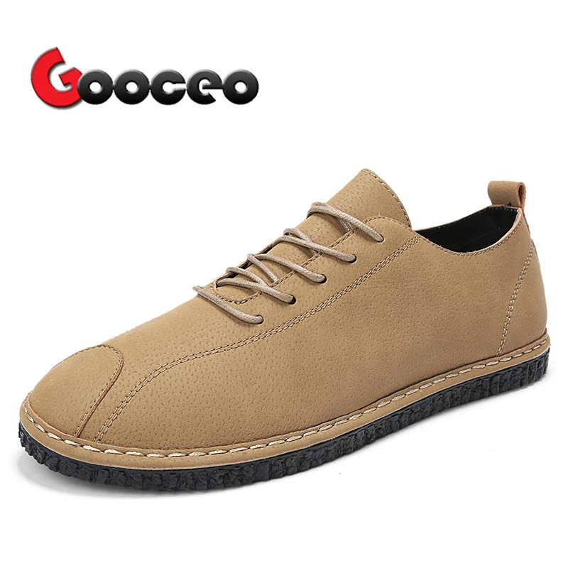 

Men's Flats Skateboarding Shoes For Men Low-top Lace-Up Nubuck Leather Fashion Flat Casual Light No-heel Round-toe Handmade