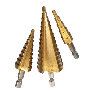

3pcs Large HSS Steel Step Cone Drill Titanium Bit Set Hole Cutter 4-12/20/32mm