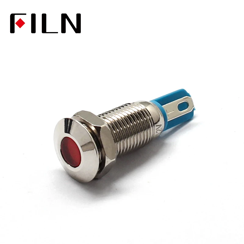 Metal Indicator light LED 8mm waterproof Signal lamp 6V 12V 24V 220v dot LIGHT Colorful concave Indicator
