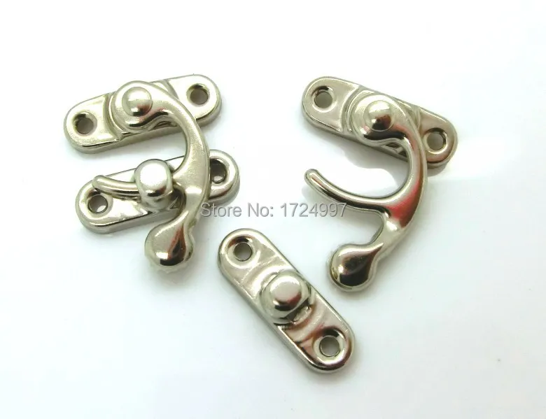 

50 Sets Metal Jewelry Hook Box Latches Clasp Box Locks Hasps DIY Handmade Purse ilver Tone 4 Holes 3.3cm x 2.7cm J1712