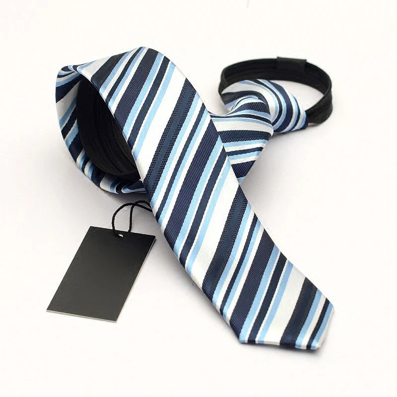 

New Zipper Tie 5cm Lazy Necktie Easy To Pull Men's Sky Blue Student Boys Neckties Slim Casual Cravate Gravatas with Gift Box