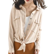 Новинка весны, Женский кашемировый кардиган с отложным воротником, Свободное пальто, Женский Повседневный вязаный кардиган с длинным рукавом, женские шерстяные куртки