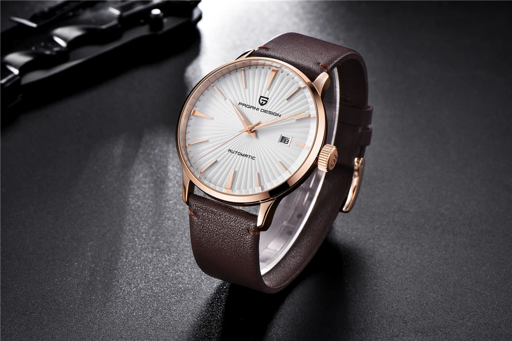 PAGANI Дизайн Новый Для мужчин Классические Механические часы Водонепроницаемый 30 м из натуральной кожи бренд класса люкс автоматические