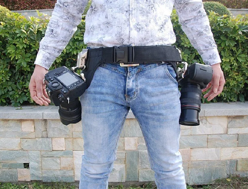Camera Waist Belt Strap Mount Holder Dual Buckle Hanger Holster for