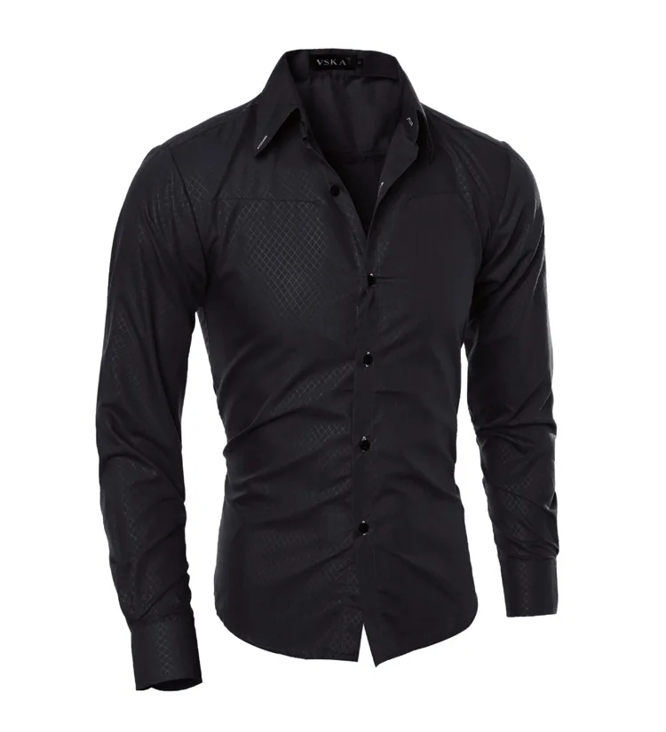 Men Clothes 2018 New Korean Slim Single Breasted Turn-down Collar Cotton  Long Sleeve Solid Mens Shirts Free Shipping