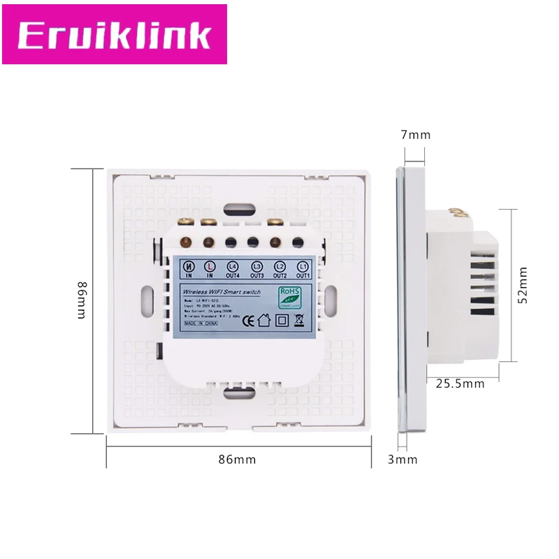 EU/UK Стандартный приложение eWelink дистанционного Управление светильник переключатель, 1/2/3/4, 1 канал, умный дом Wi-Fi настенный сенсорный переключатель