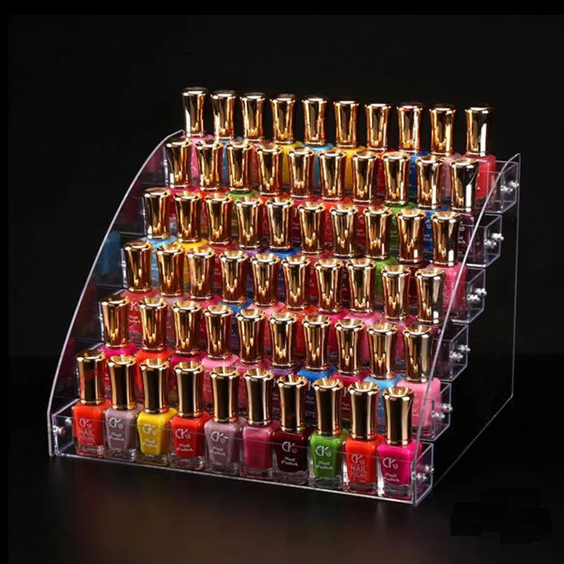 Acrylic Nail Polish Organizer Essential Oil Storage 2-7 Layers Manicure Cosmetics Jewelry Display Stand Holder Clear Makeup Box