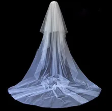 red black green pink blue Two Layer Bridal Veils 2015 Tulle Cut Edge Cathedral Wedding Veil